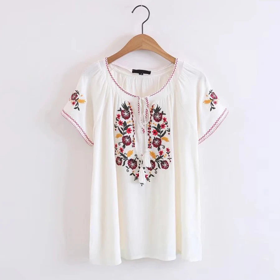 Женские винтажные футболки Boho с цветочным принтом и коротким рукавом
