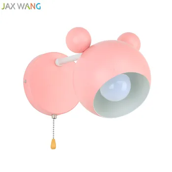 

Nordic Modern Children Wall Lamp Korean Cute Cartoon Mickey Led Wall Sconce Bedroom Bedside Lamp Fashion Princess Room Decor