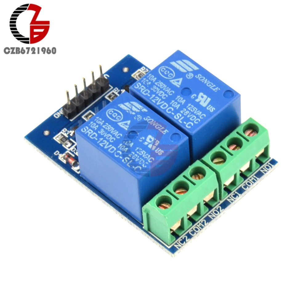 Двухканальный релейный модуль 12 В постоянного тока 10 А с оптроном для Arduino PIC AVR DSP