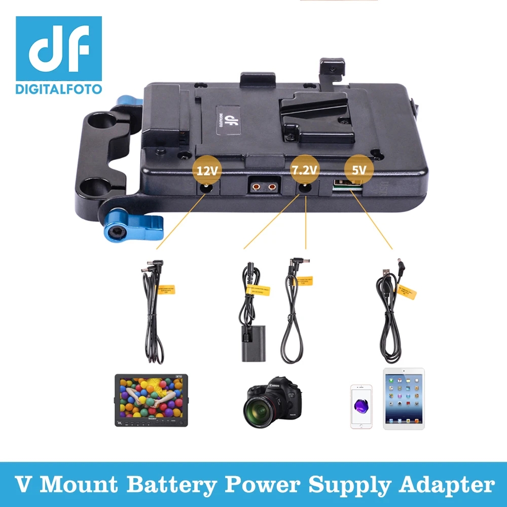 

Power supply system with USB port dslr v mount battery power adapter v lock camera video battery plate for DSLR Canon Sony Nikon