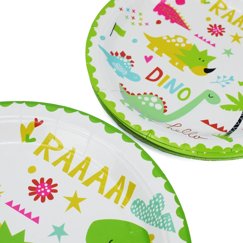 Dinosaur Theme Tableware Birthday Party Decoration Kids plate Cups hats Tablecloth Balloon Flag Straw Party Supplies