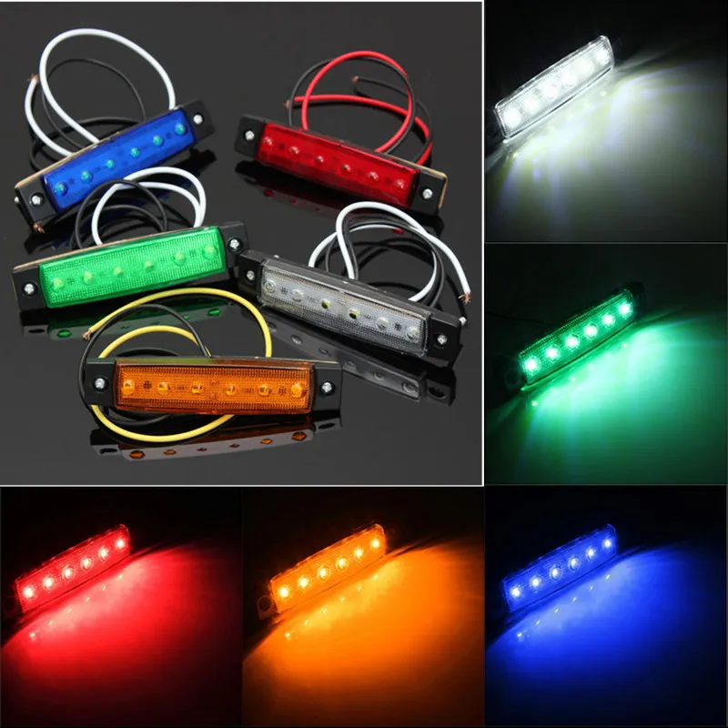 

4PCS Green 6-LED Bus Van Truck Trailer Side Marker Indicators Lights Sealed For Volvo Renault White Amber Red Blue