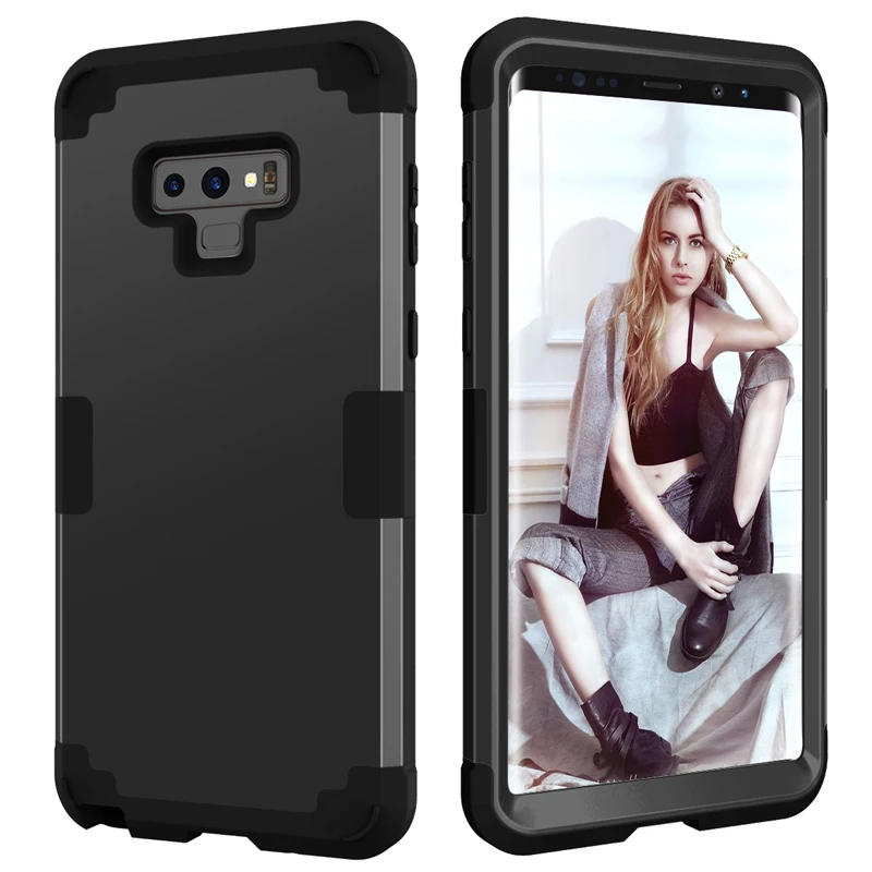 

For Samsung Note9 Back Case Safe Shockproof Silicone PC Phone Shell Cover for Samsung Galaxy note8 3 in 1 Full Protective Case