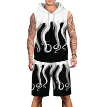 Осьминог 3D крутая мужская одежда тренировки Мужская спортивная одежда набор хип хоп мультфильм печатных мужской спортивный костюм Новое поступление мальчики с коротким рукавом наборы