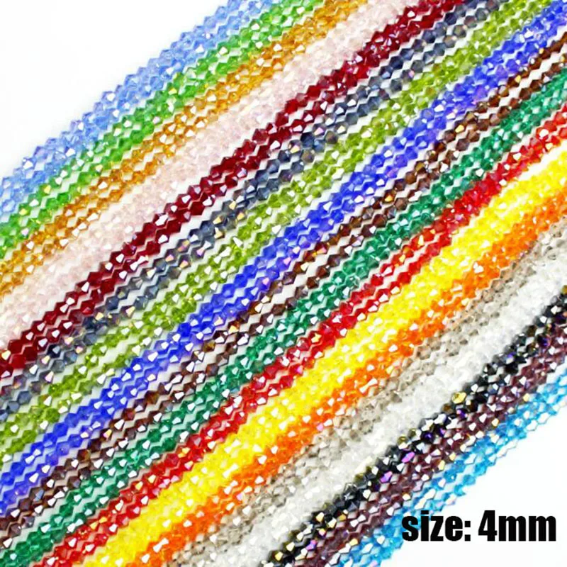 

FLTMRH multicolor selection 100pcs 4mm Bicone Austria transparent AB crystal beads glass beads loose washers DIY jewelry