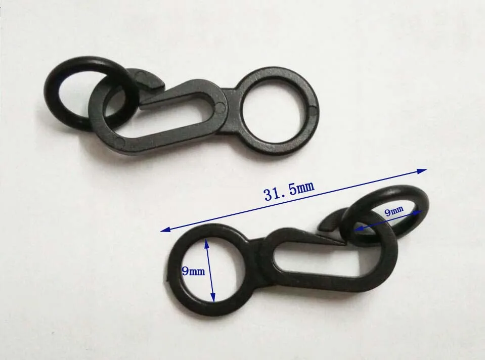 

100 шт Черный КАМ пластиковые защелкивающиеся крючки Карабин Крюк/кольцо рюкзак внутренний 9 мм сумка аксессуары 2016012706