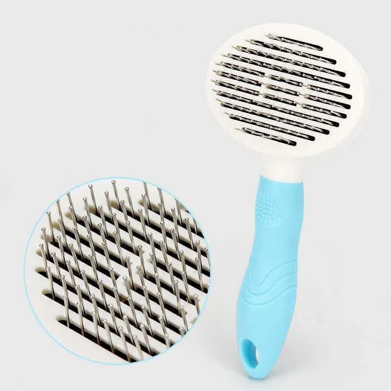 blue Расческа для удаления волос для собак кошка Detangler меховая отделка Dematting desheding уход за щеткой инструмент для матированных длинных волос кудрявый питомец - Цвет: blue