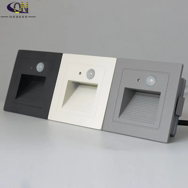

Indoor Outdoor PIR Motion Sensor 3W LED Stair Step Lights Footlight Embedded Corner Wall Light Floor Underground Lamp 6pcs YRANK