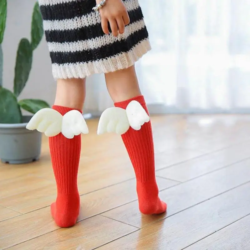 font b Baby b font leg warmers Angel wings kids Stocking Cotton Knee High font