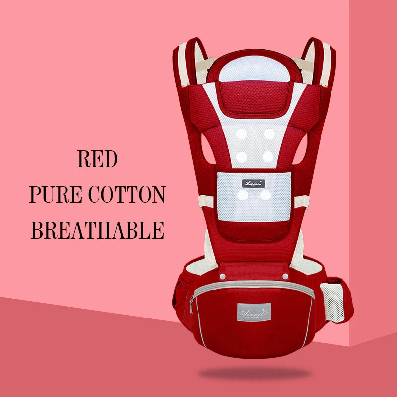 Кенгуру-кенгуру для переноски ребенка на талии, для новорожденных, для прогулок, хлопок, сетка, лето, осень, рюкзак, для путешествий, спереди, сумка кенгуру - Цвет: red Breathable