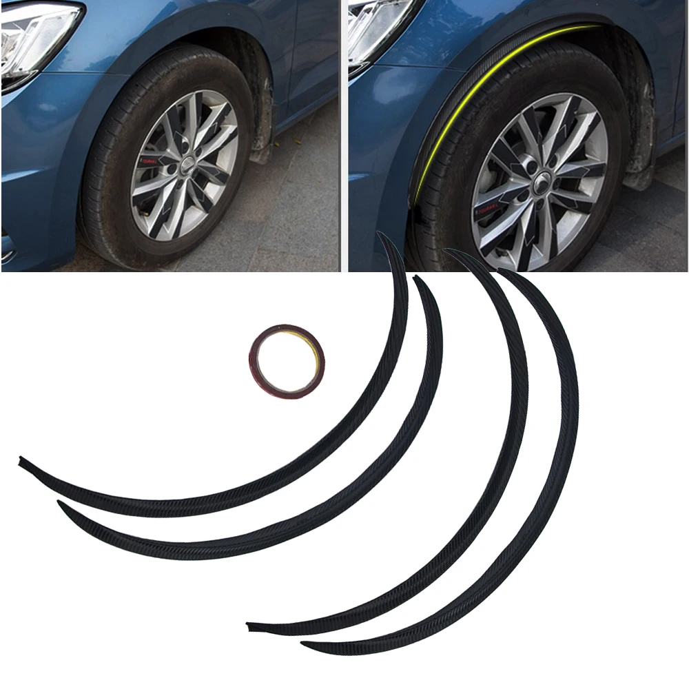 4Pcs 73cm Rubber Carbon Fiber Car Wheel Eyebrow Protector Lip Arch Trim
