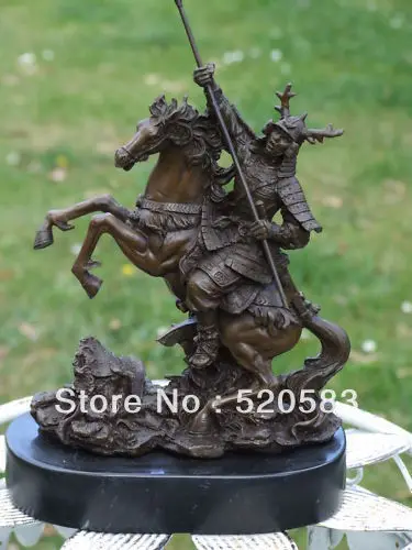 

PURE BRONZE JAPANESE WARRIOR SAMURAI ON HORSE STATUE
