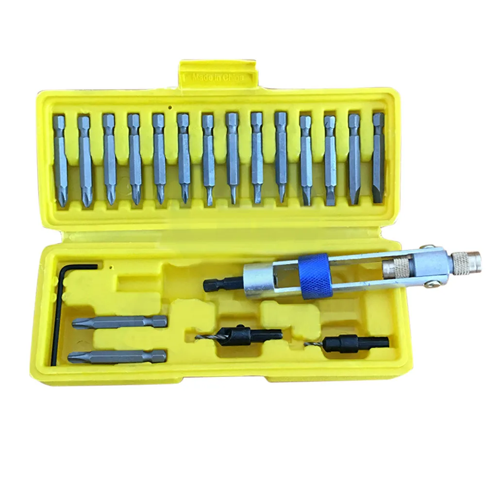 Multi 20pcs HSS Countersink Drill Bit Driver Multi Screwdriver Swivel