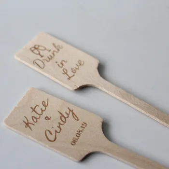 

x100 Drunk in Love Laser Stir Sticks Engraved Drink Beverage Cocktail Stirrers with Custom Text Wedding Party Cafe Bar Supply