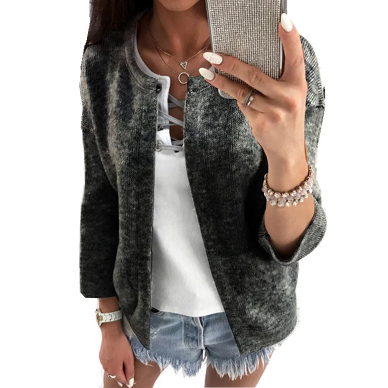Basic Jacket Women Knitted Cardigant Motorcycle Jackets Coat Streetwear Autumn Women Clothes WS1359Z