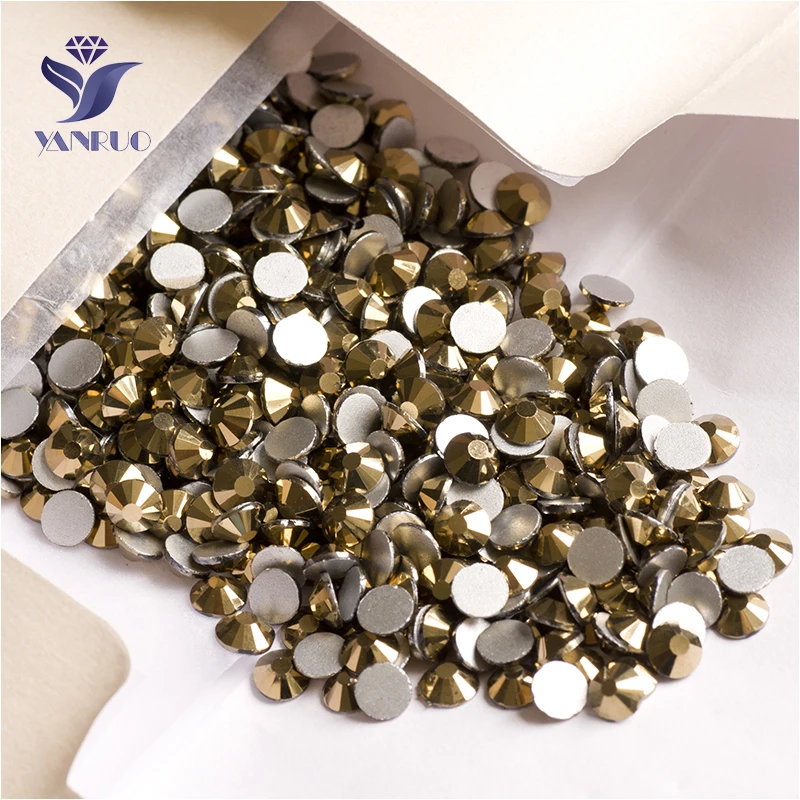 

YANRUO 2058NoHF SS16 Aurum 1440Pcs Gold Stones Crystal Strass Non Hot Fix Flatback Rhinestones For Nail Art Decorations