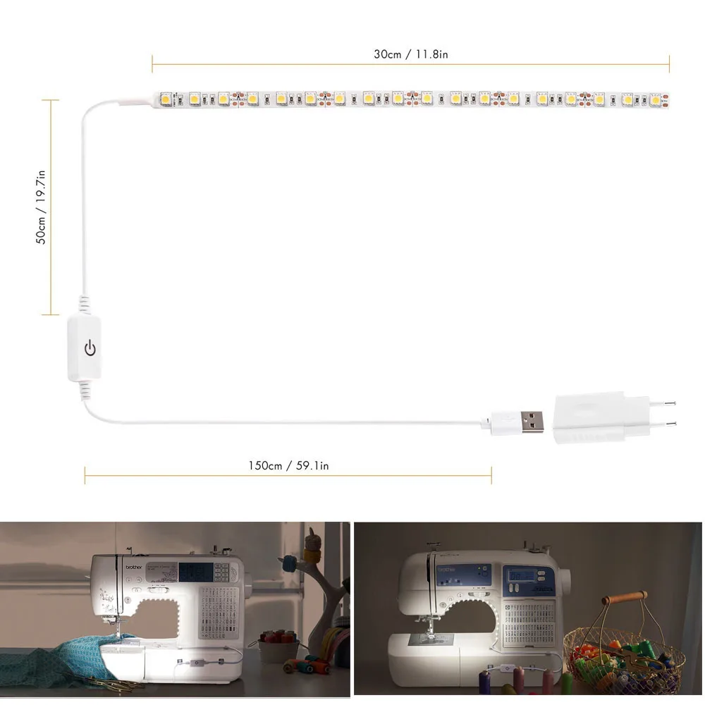 Портативный швейная машина светодиодный светильник полосы и магнитным креплением для швейной машины «гусиная шея» лампы для швейной машины светильник ing Великобритании/ЕС штекер 7 шт./компл
