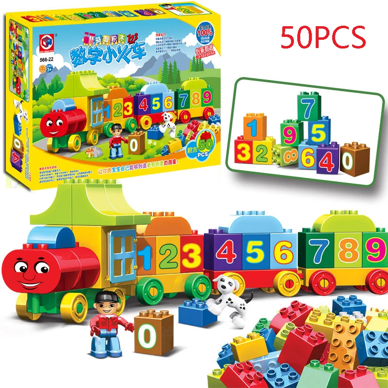 Zhenduo 50pcs Large particles Numbers Train Building Blocks Bricks Educational Baby City Toys Compatible Baby-Building : image Zhenduo 50pcs Large particles Numbers Train Building Blocks Bricks Educational Baby City Toys Compatible Baby-Building