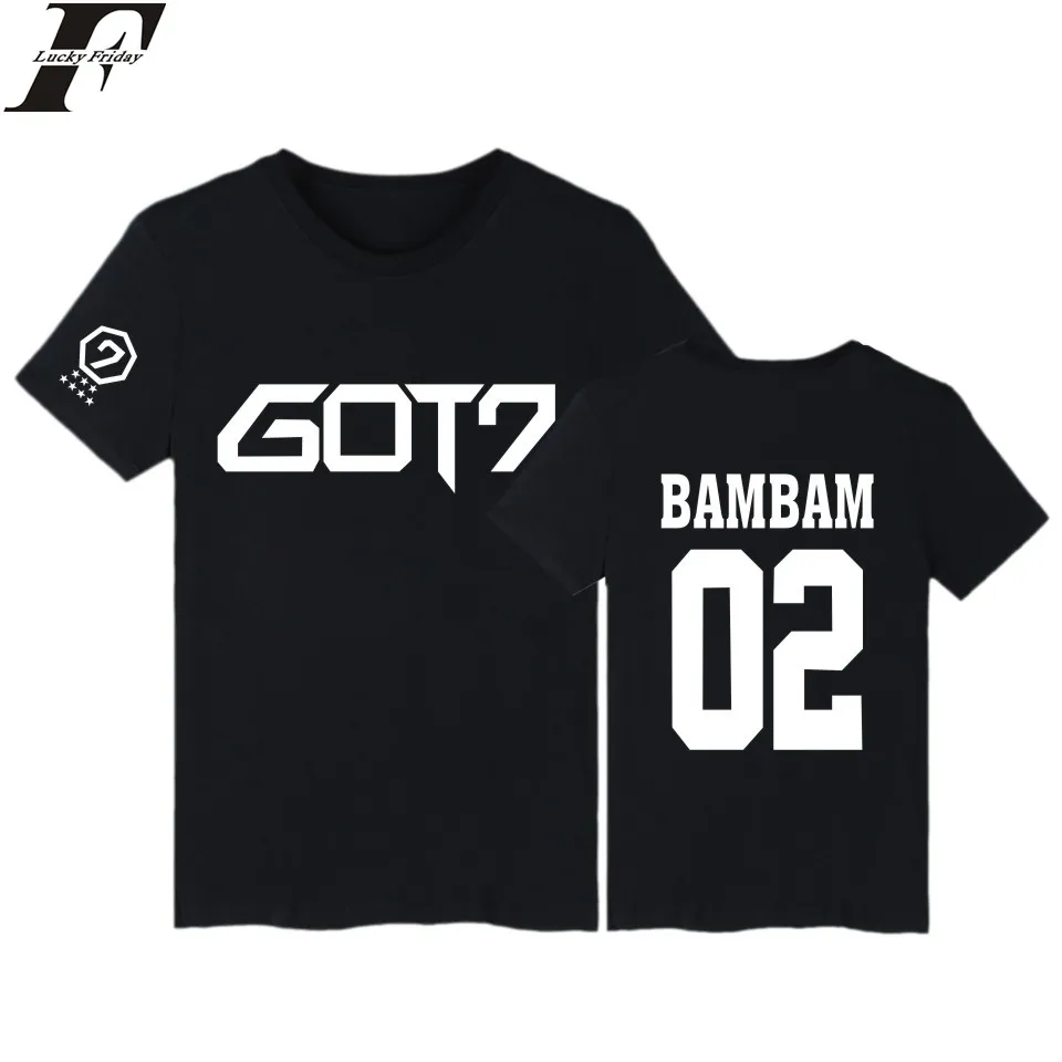 LUCKYFRIDAYF GOT7 Kpop BAMBAM короткий рукав Футболка Для женщин s брендовая одежда в стиле «хип-хоп» Джексон летняя футболка женская Забавный корейский футболка Для женщин