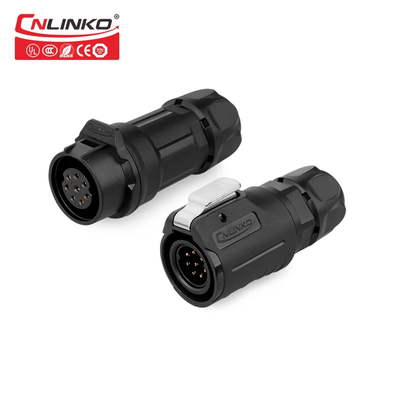 

CNLINKO Plastic LED lighting 220v AC Power IP67 waterproof wire to wire Inline Connector M16 8 pin electric cable connector