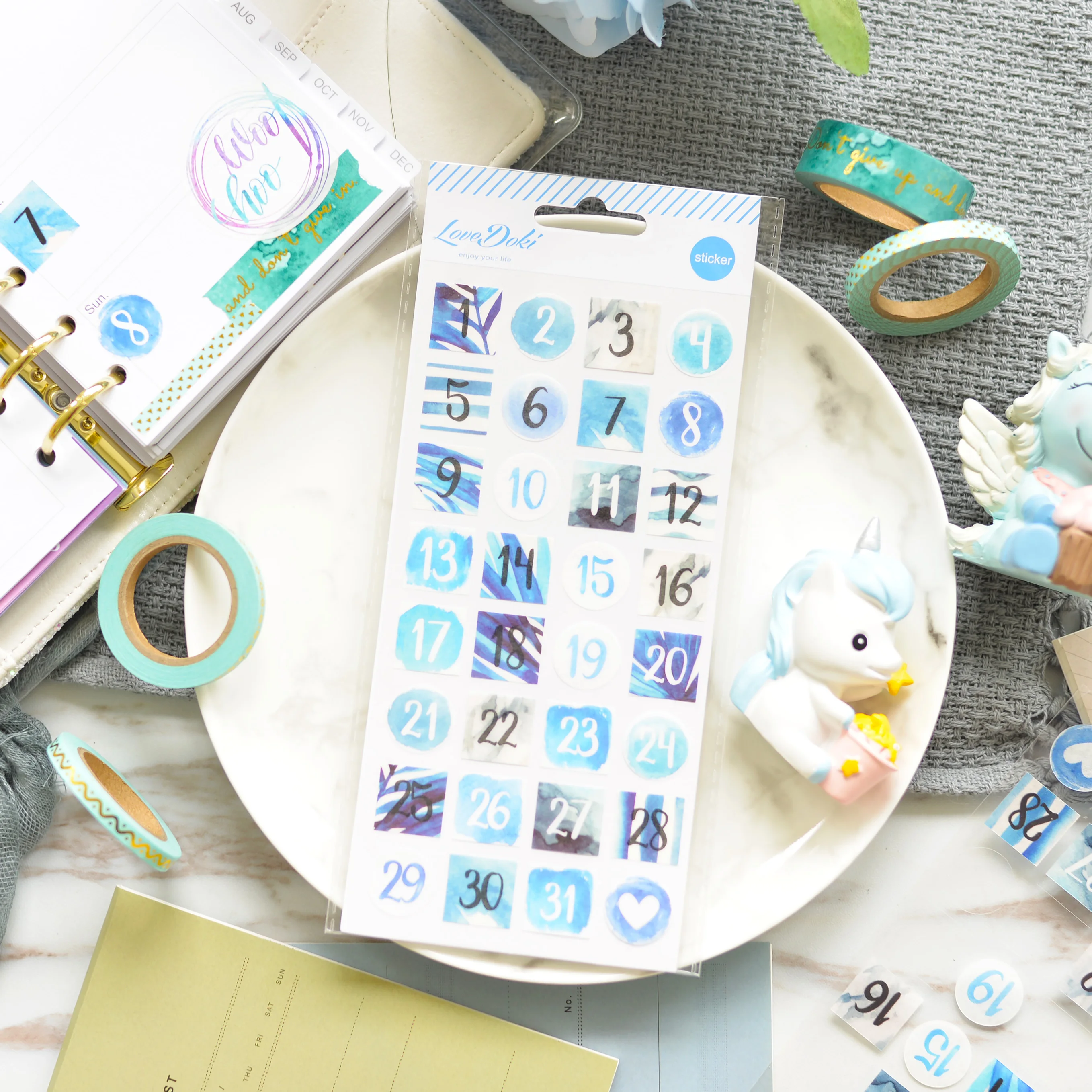 

1 sheet Creative Ocean style Number daily date record memo Decorative Stickers DIY Scrapbooking Label Diary Stickers Escolar
