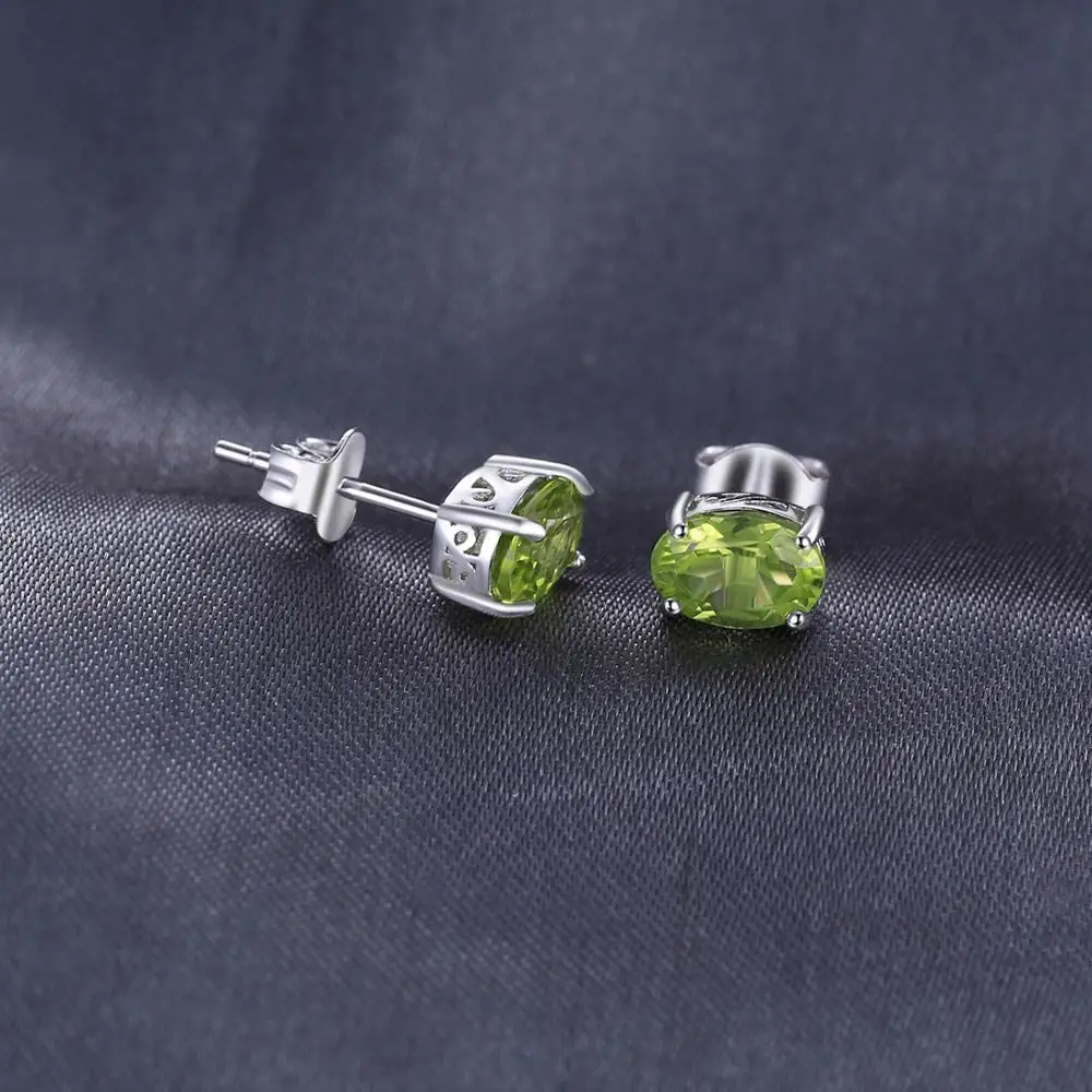 JewelryPalace 1.8ct Genuine Peridot Stud Earrings 925 Sterling Silver Earrings For Women Korean Earings Fashion Jewelry 2020
