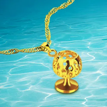 

Vacuum Real Plated 24K Gold Necklace, Exquisite Hollow Cup Pendants Necklace, New Fashion Jewelry Women