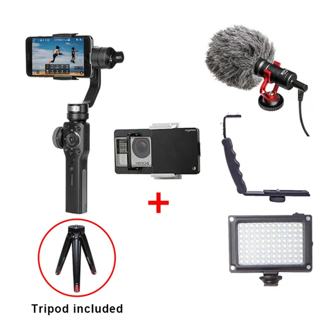 Фиолетовый Zhiyun Smooth 4 3 Axis Gimbal Steadicam Стабилизатор для iPhone 11 Pro Max XS X 8 Gopro Hero 5 7 Xiaomi Yi 4k Экшн-камера - Цвет: Фиолетовый