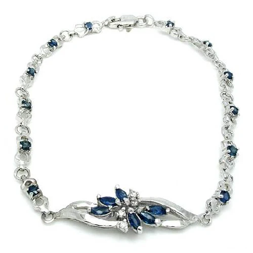 

2017 New Qi Xuan_Free Mail Dark Blue Stone Flower Bracelets_S925 Solid Silver Fashion Bracelets_Manufacturer Directly Sales