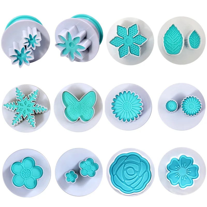 

8pcs Flower Leaf Butterfly Plunger Cutters Daisy Cake Cutter Mold Cake Decorating Tools Fondant Sugarcraft Biscuit Cutters