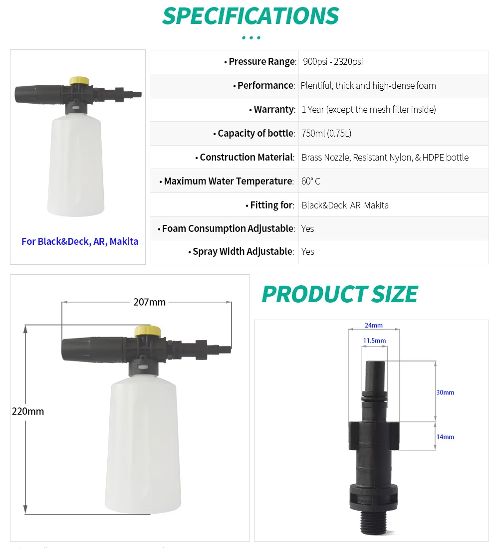 City Wolf High Pressure Water Gun With Snow Foam Lance For Ar