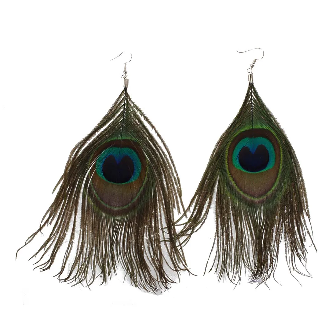 

1 Pair Peacock Multicolor Feather Fashion Dangle Earrings