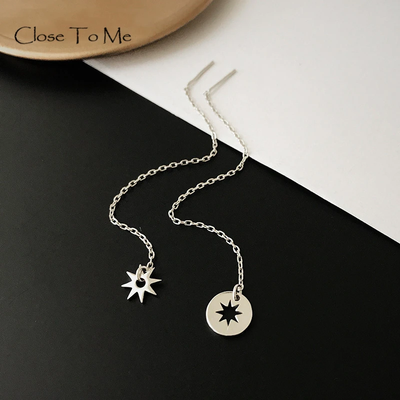 

Close To Me S925 Sterling Silver Creative Handmade Fine Jewelry Stars Simple Personality Drop Earrings for Women