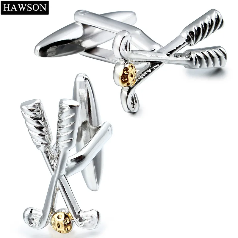 white HAWSON запонки в спортивном стиле для гольфа и мяча глянцевые серебряные и золотые запонки для французских манжет/рубашки аксессуары для одежды - Окраска металла: white