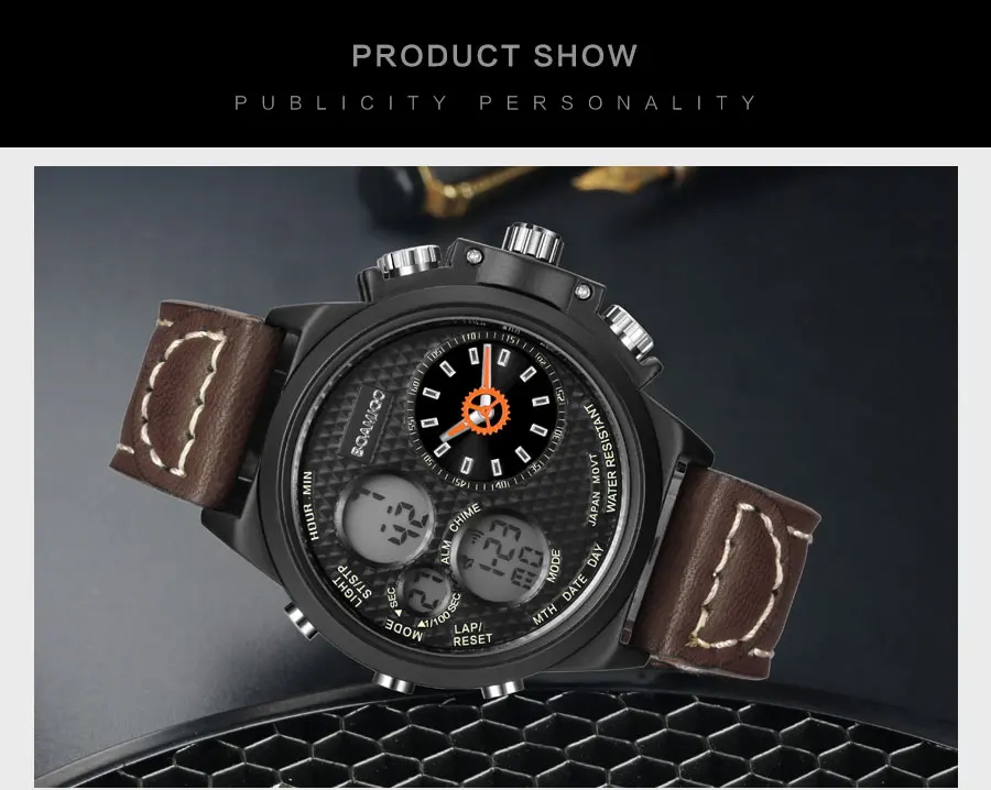 Mens Watches Top Brand Luxury Fashion Sport Brown Leather Watch Quartz Movement Digital Men Clocks Water Resistant Montre Homme (21)
