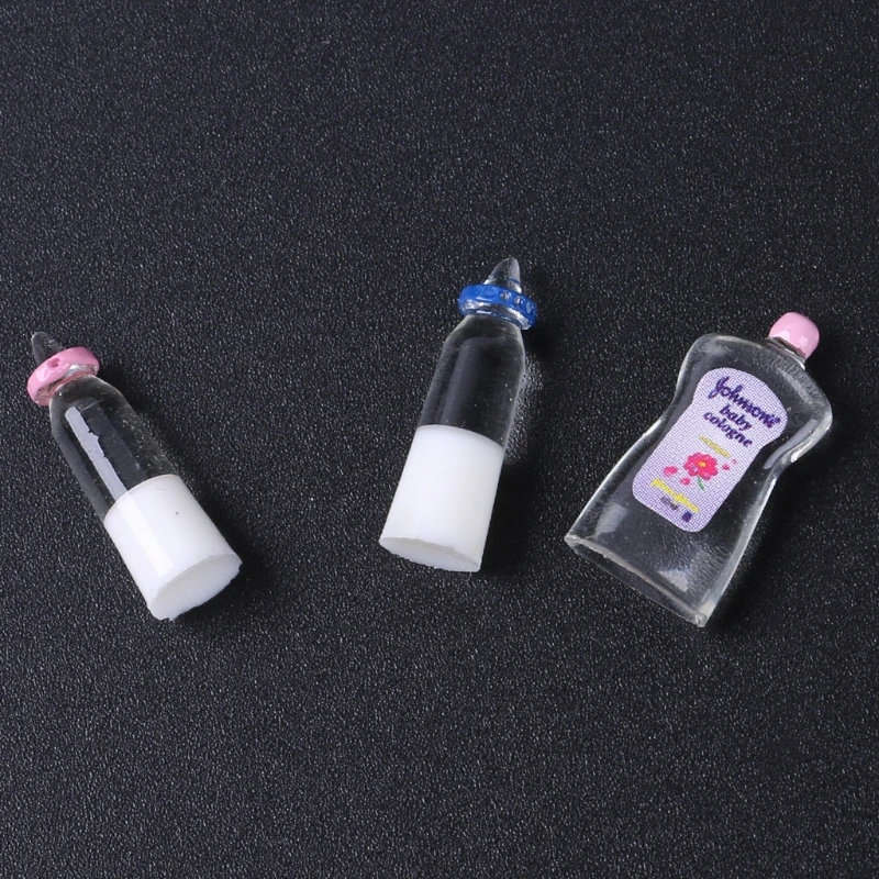 Drop ShiP New 1:12 Baby Bottles Shampoo Bib Set Doll House Miniature Nursery Accessory