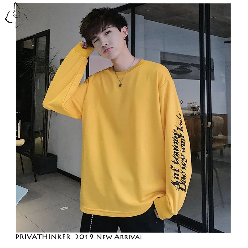 Sudadera sin capucha de estilo japonés de estilo urbano de estilo Harajuku para otoño la marca machinke, sudadera informal de color liso para hombre|Sudaderas con y sudaderas| AliExpress