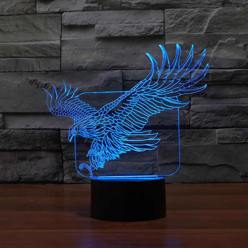 7 цветов 3d лампа Энергосберегающая Usb Led 3d светильники в форме орла детская комната украшение Led ночник