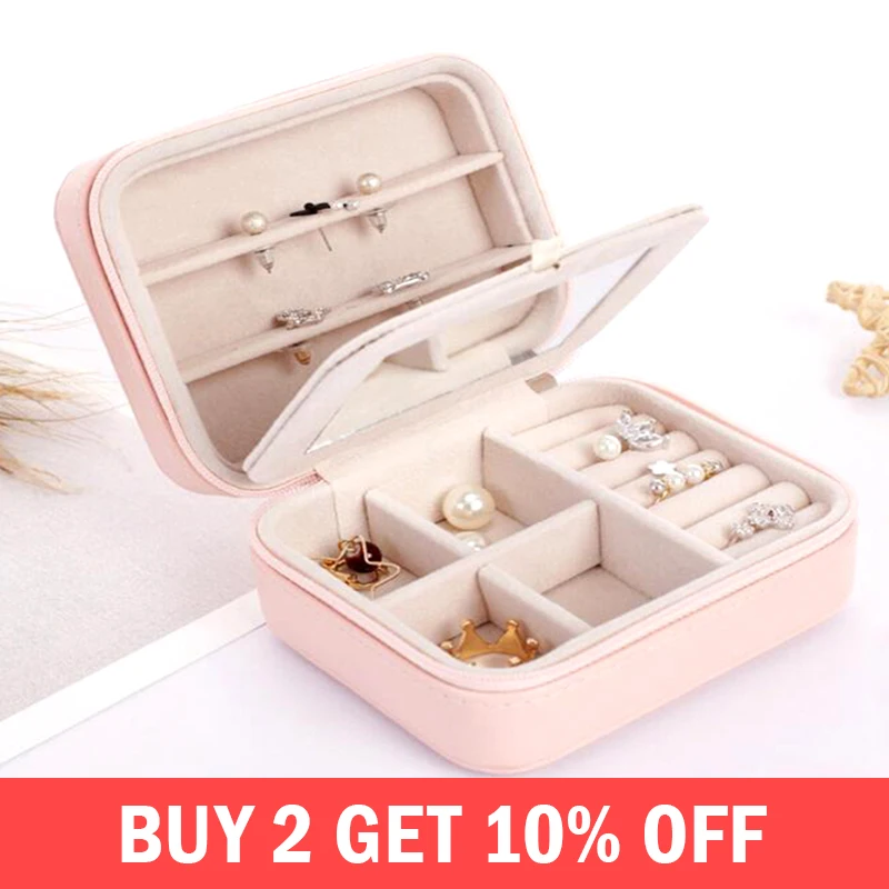 

Women's Mini Makeup Organizers Stud Earrings Rings Necklace Jewelry Display Box Travel Fashion Cosmetics Collection Accessories