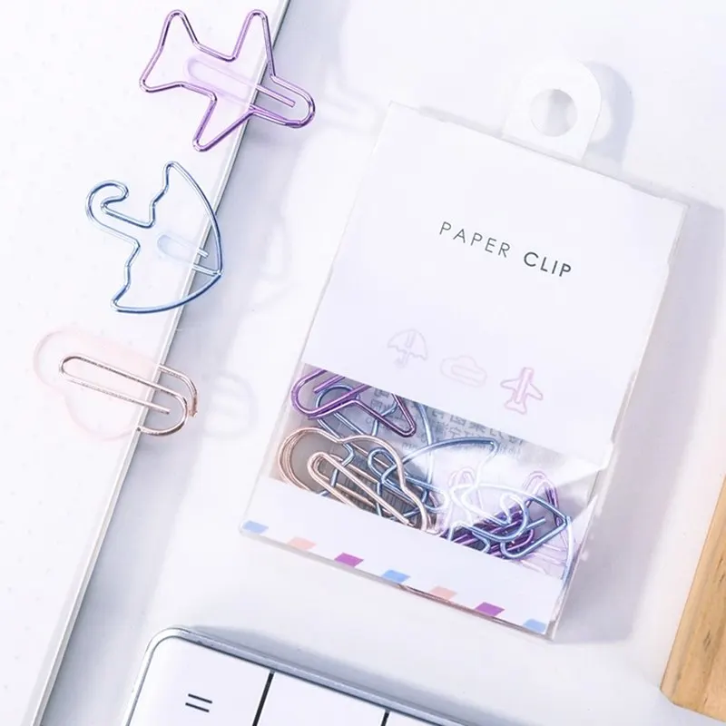 

12pcs/lot Cartoon Shape Mini Paper Clips Kawaii Stationery Clear Binder Clips Photos Tickets Notes Letter Paper Clip