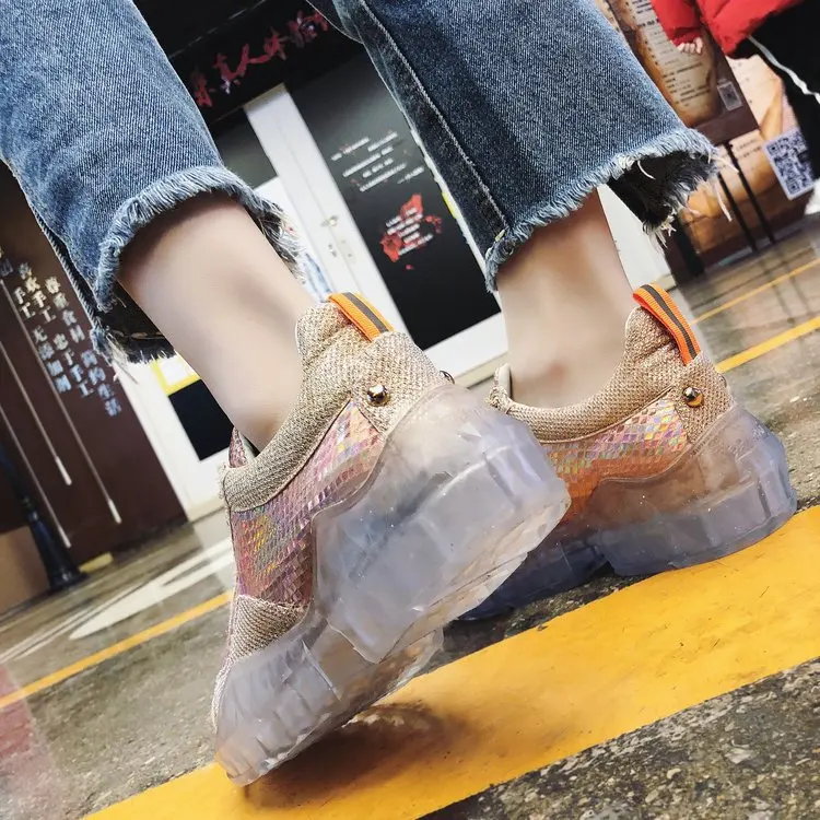 

Spring New Designer Wedges White Shoes Female Platform Lace-up Sneakers Women Casual Female Shoes Woman