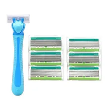 1 шт. бритвенная стойка для бороды+ 6 шт. 6-слойные лезвия ручная Бритва для бороды Безопасная бритва для рук 6 шт. 6-слойное лезвие ABS Ручка противоскользящая