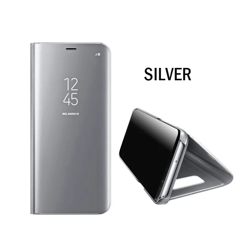 Умный зеркальный флип-чехол для телефона для samsung Galaxy S9 S8 S7 S6 Edge Plus умное покрытие для Note 9 8 J5 J7 A5 A6 A7 A8 чехол - Цвет: Silver