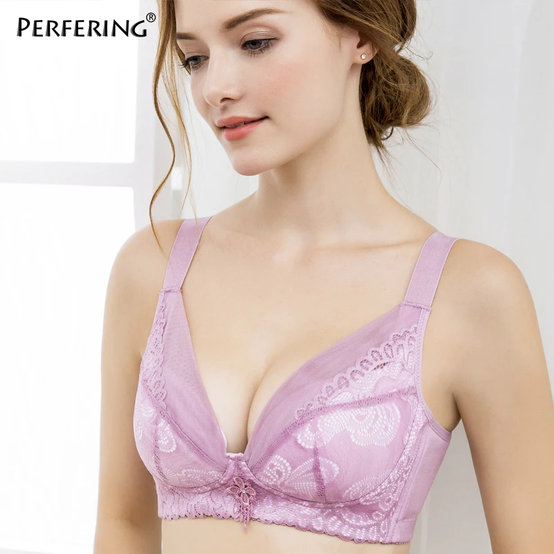 

Perfering C D E Cup Big Bra Large Plus Size Bras Lace Push Up Bra For Women Brallete Brassiere Bragas Lingerie 38 40 42 44 48 50