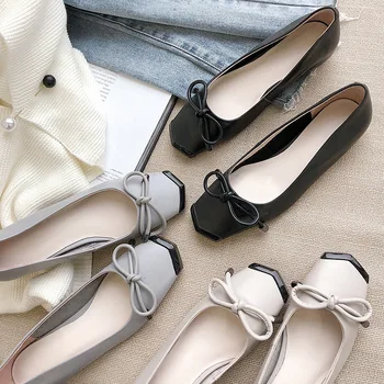 

2019 autumn new fashion bow decoration flat shoes women retro style leather soft and comfortable casual shoes