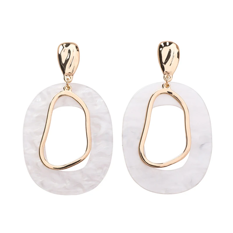 

Earrings Fashion Jewelry Acrylic Alloy Geometric Dangle Shell Earrings For Lady Vintage Fashion Jewelry Sweety Oval Shaped Pen