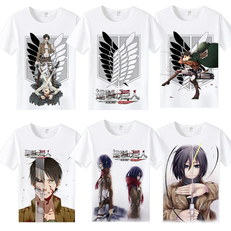 CostumeBuy футболка «атака на Титанов» Shingeki No Kyojin Mikasa Levi, маскарадные футболки, костюмы для мужчин и женщин, футболки с коротким рукавом, топы