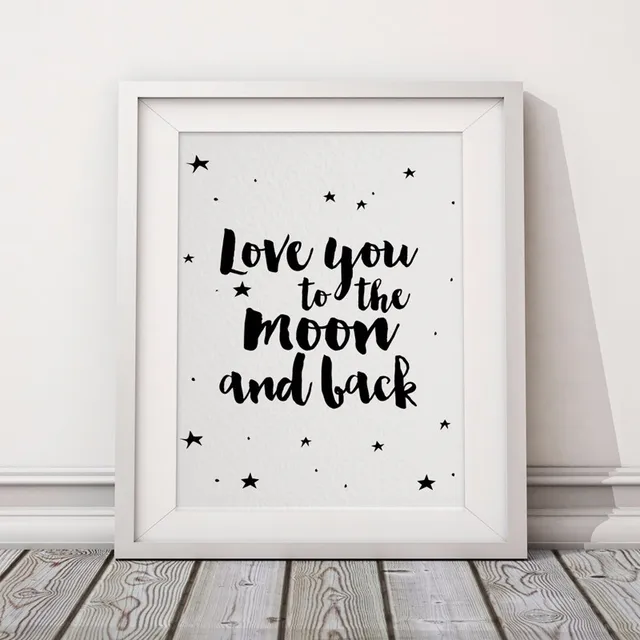 Love You To The Moon And Back Poster Stars Motivational Quotes Wall Love You To The Moon And Back Poster Stars Motivational Quotes Wall Picture Canvas Nursery