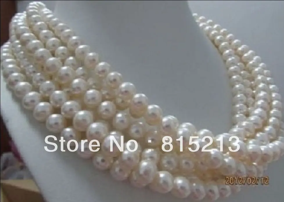 

N822 Long 8-9mm WHITE PEARL NECKLACE 100" % Discount AAA