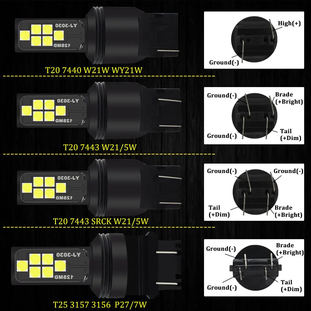 BMT лампочки для авто T20 LED W21/5W W21 5W 7443 W21W T25 P27/7W led лед габариты светодиоды светодиодные лампы для авто автосвет повторитель поворота сигнал авто желтый стоп сигнал для авто сигнал заднего хода дхо